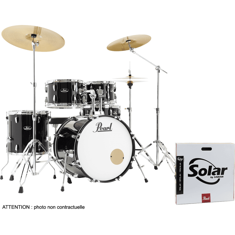 PEARL - Road Show RSS505BCC-31 Fusion 20 5 fûts - Jet Black + B-50 + Pack Sabian Solar 3 cymbales