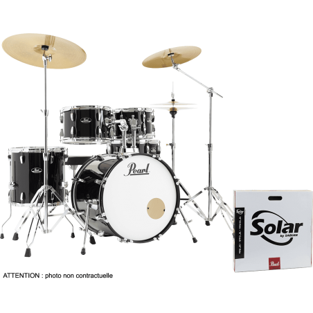 PEARL - Road Show RSS505BCC-31 Fusion 20 5 fûts - Jet Black + B-50 + Pack Sabian Solar 3 cymbales
