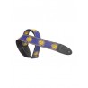 Sangle LEVY5 cm, polypropylène & cuir, motifs soleil - Bleu