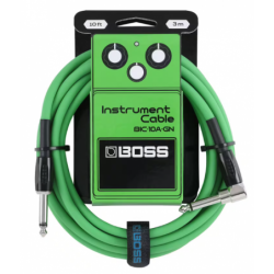 C‚ble jack BOSS 3m droit / coudÈ Vert