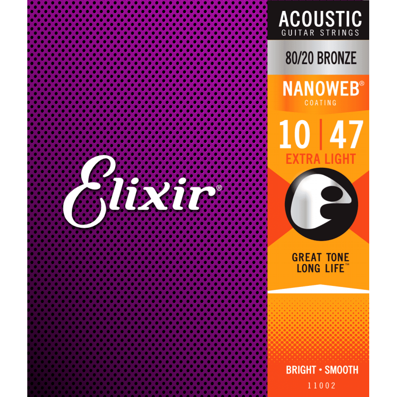 Cordes ELIXIR 11002 Jeux 80/20 Bronze Extra Light 10-47