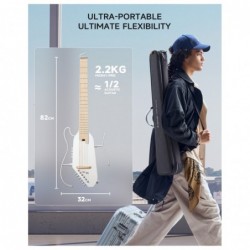 DONNER HUSH-I Pro Travel Guitar White - Guitare folk de voyage avec effets intÈgrÈs + housse