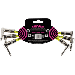 ERNIE BALL - 6050 C‚bles patch Pack de 3 - coudÈ - 15 cm noir