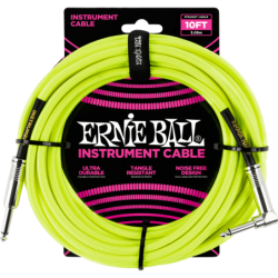 C‚ble ERNIE BALL - 6080 Jack/jack coudÈ - 3m jaune fluo