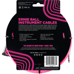 ERNIE BALL 6083 C‚ble Jack / jack coudÈ 5,5m rose fluo