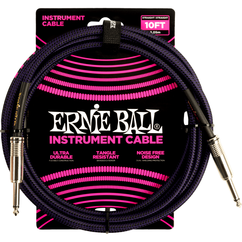 C‚ble ERNIE BALL 6393 Jack/jack 3m noir et violet