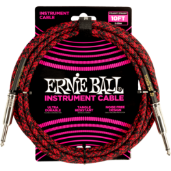 C‚ble ERNIE BALL 6394 Jack/jack 3m rouge et noir
