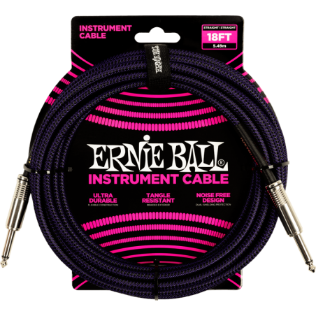 Cable ERNIE BALL 6395 Jack/jack 5,5m noir et violet
