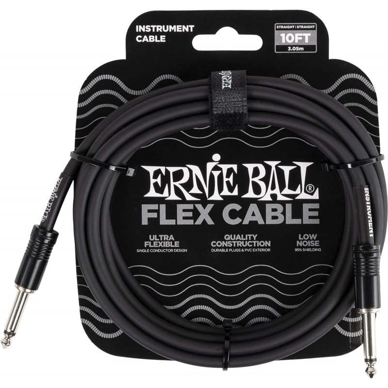 Flex C‚ble ERNIE BALL - 6434 Jack/jack 3m noir