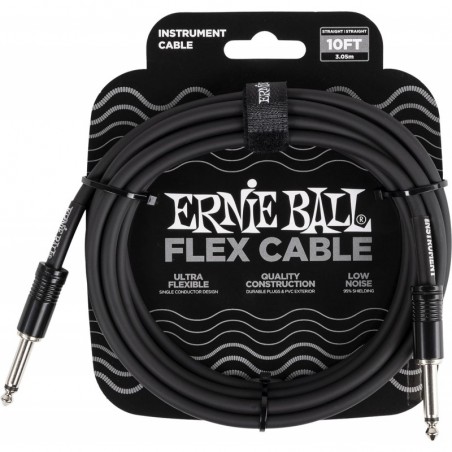 Flex C‚ble ERNIE BALL - 6434 Jack/jack 3m noir