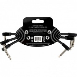 ERNIE BALL - 6444 C‚bles patch flex 15cm - Pack de 3 - Noir