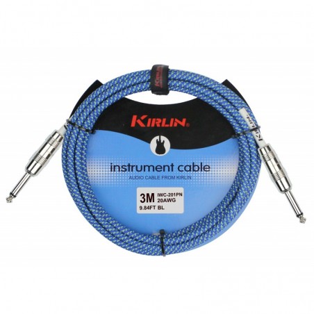 CABLE GUITARE KIRLIN 3M JACK JACK BLEU TRESSE