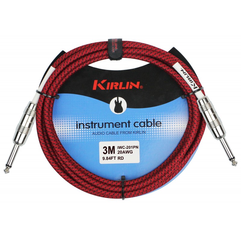 CABLE GUITARE KIRLIN 3M JACK JACK ROUGE TRESSE