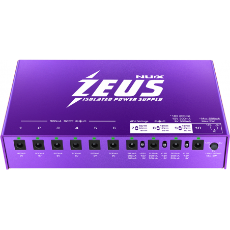 Alimentation pour pÈdales d'effets NUX ZEUS 10 sorties DC isolÈes + USB