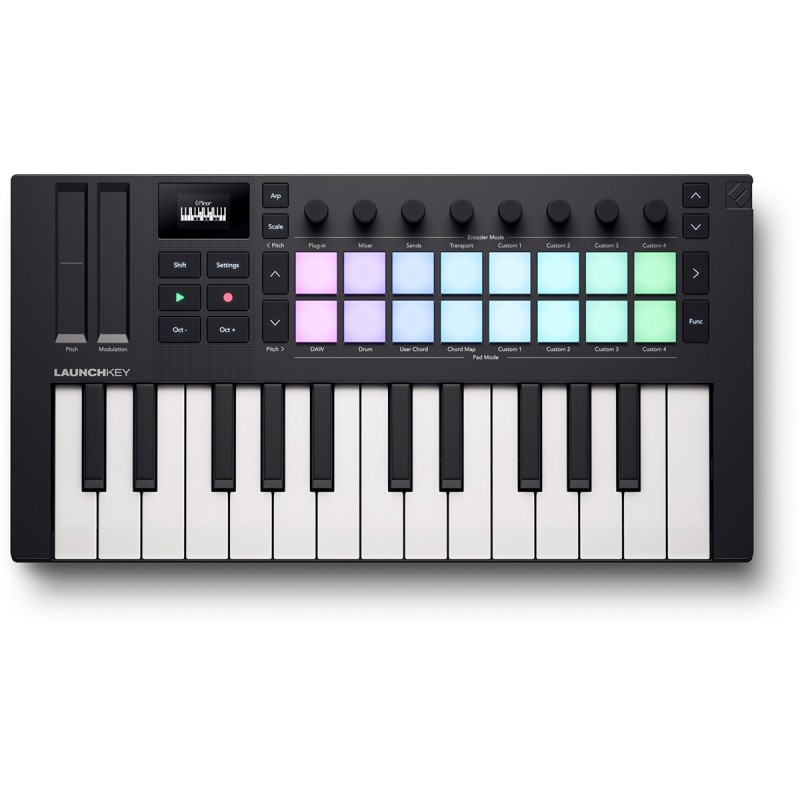 NOVATION LAUNCHKEY-MN25-MK4 Clavier maitre 25 mini-touches, 16 pads, 8 encodeurs, Ècran OLED