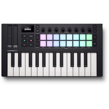 NOVATION LAUNCHKEY-MN25-MK4 Clavier maitre 25 mini-touches, 16 pads, 8 encodeurs, Ècran OLED
