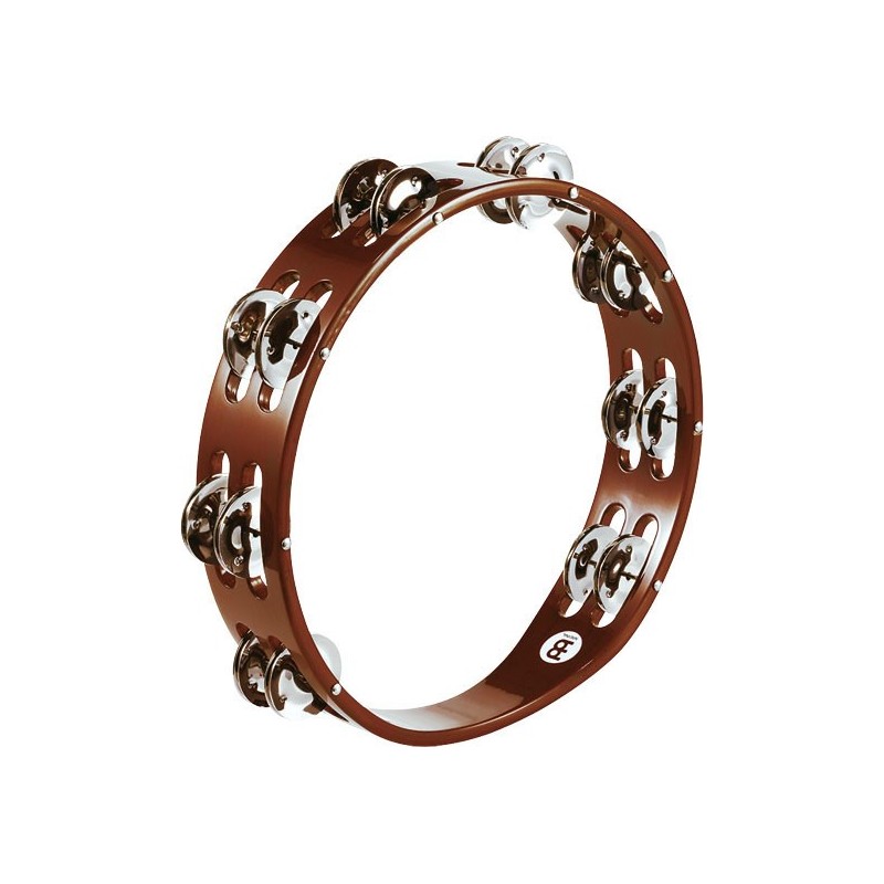 TAMBOURIN MEINL BOIS BRUN 2 RANGS CYMBALES NICKEL
