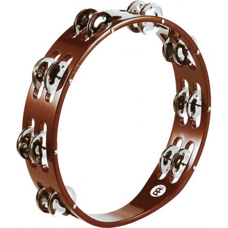 TAMBOURIN MEINL BOIS BRUN 2 RANGS CYMBALES NICKEL