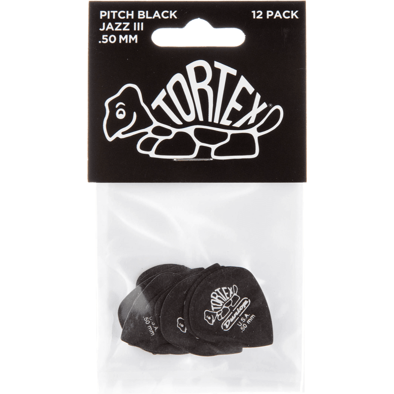 Mediator Dunlop Tortex Noir Jazz III 0.50 Mm (sachet De 12…