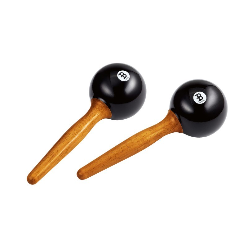 Maracas Meinl Ronds Plastique Noir Poignée Bois