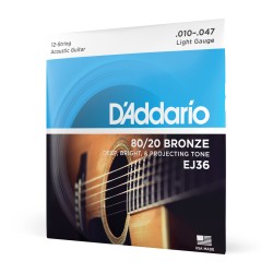 Cordes D'addario Bronze 80/20 12C Light | Ubico Musique