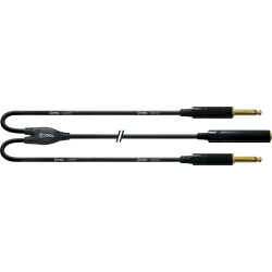 Cable jack CORDIAL Fiches 6,35 mm REAN 1x fem. mono / 2x mono - 30 cm