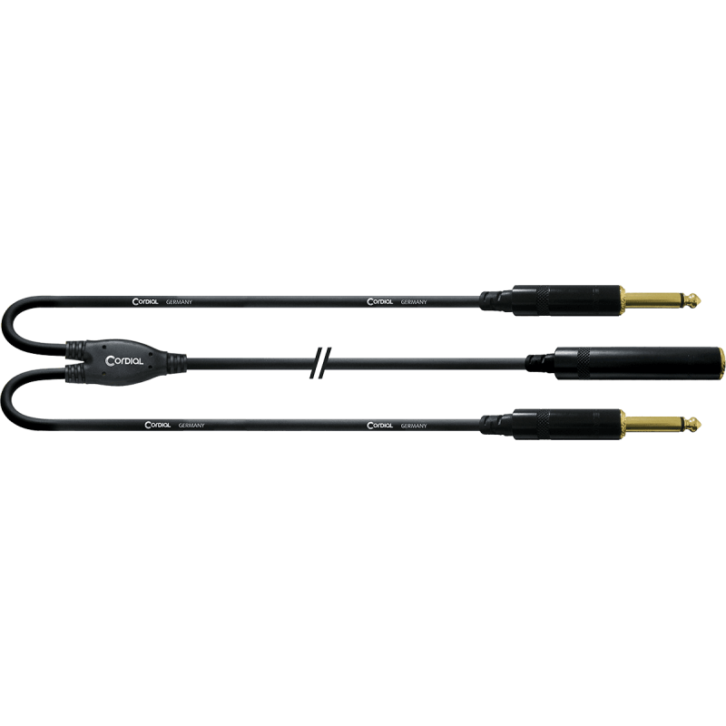 Cable jack CORDIAL Fiches 6,35 mm REAN 1x fem. mono / 2x mono - 30 cm