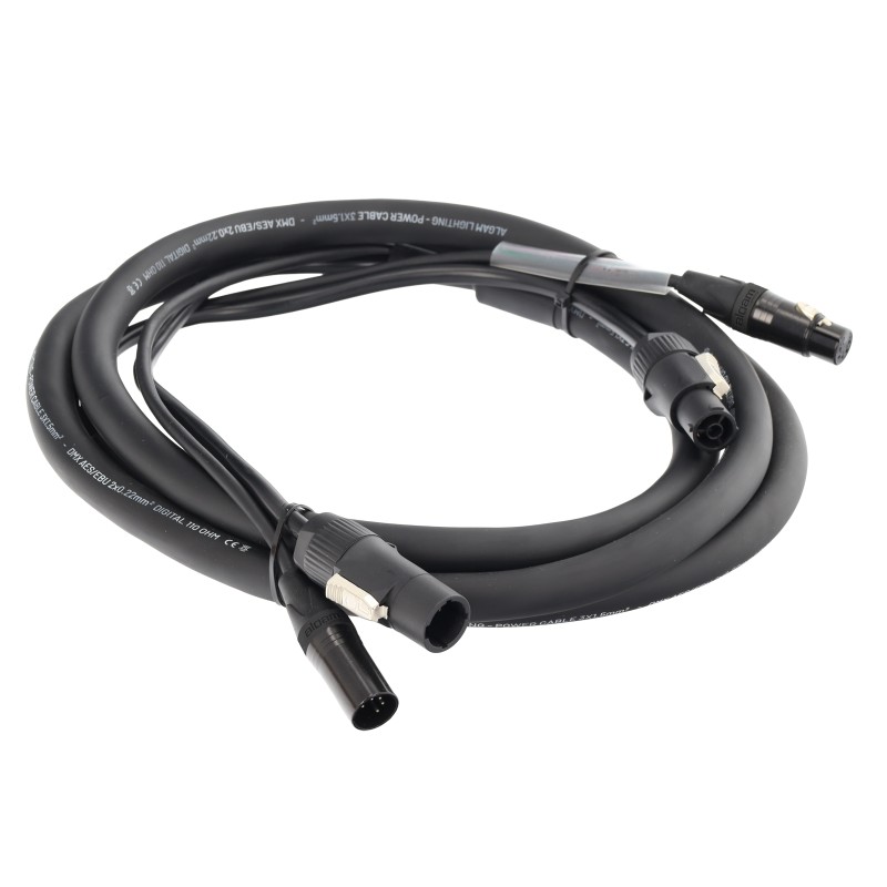 Algam Lighting DMX5-POWER-T1-3M - Câble PowerCON TRUE1 + DMX 3 m