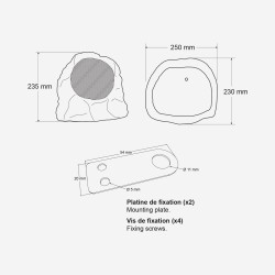 Audiophony PA STONE30 - Enceinte discrète 6'+1' 30W/100V IP66