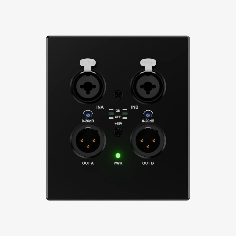 Audiophony PA AmiD4 - Boitier mural DANTE 2 entrées 2 sorties Jack/XLR