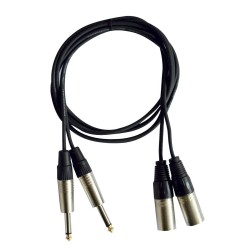 Hilec CL-32/1.5 - Cordon Jack 3.5 stéréo / 2 x XLR mâle - 1,5m