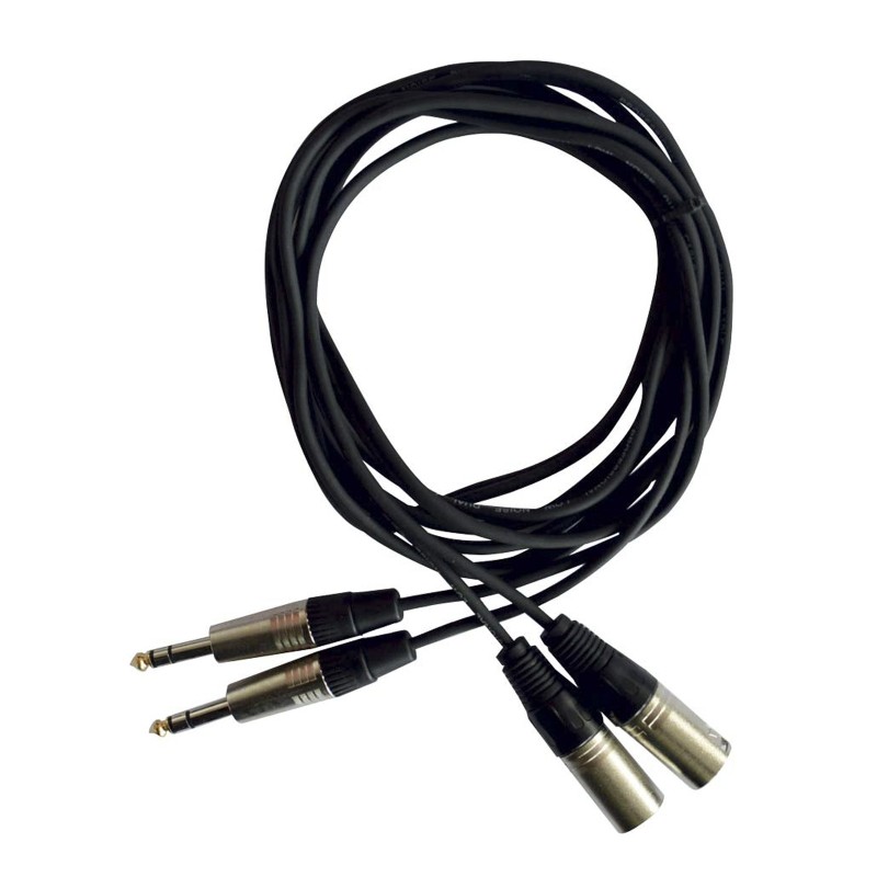 Hilec CL-41/3 - Cordon 2 x XLR mâle / 2 x Jack mâle stéréo - 3m