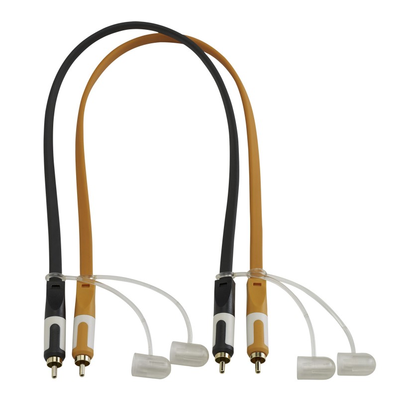 Hilec CFLAT-RCA/0.5 - Cordon plat RCA mâle/RCA mâle-0.5m-2 blisters