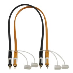 Hilec CFLAT-RCA/1 - Cordon plat RCA mâle/RCA mâle-1 m-2 blisters