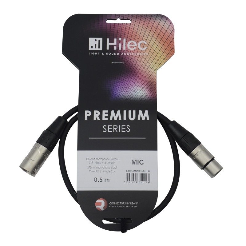 Hilec CLPRO-XMXF/0.5 - Cordon micro 6mm XLR M / XLR F-REAN - 0.5m