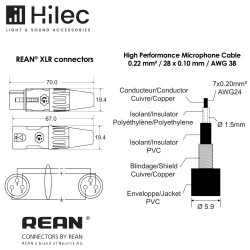Hilec CLPRO-XMXF/0.5 - Cordon micro 6mm XLR M / XLR F-REAN - 0.5m