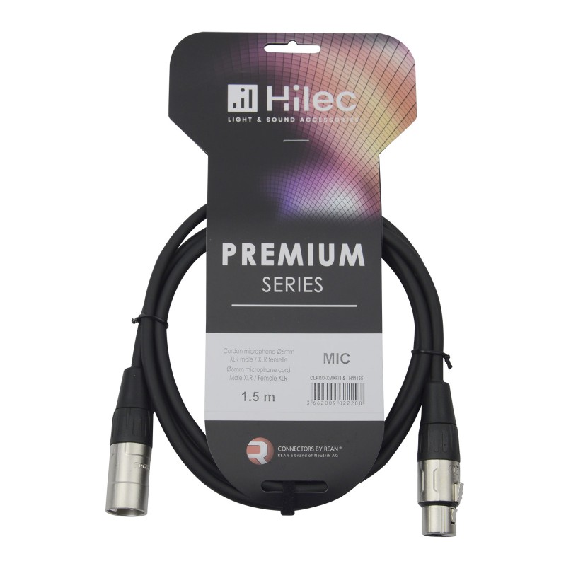 Hilec CLPRO-XMXF/1.5 - Cordon micro 6mm XLR M / XLR F-REAN - 1.5m