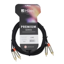 Hilec CLPRO2RCA/3 - Cordon ligne 2x4mm 2xRCA/2xRCA-REAN - 3m