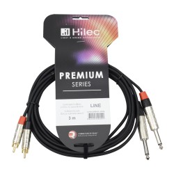 Hilec CLPRO-2JM2RCA/1.5 - Cordon ligne 2x4mm 2xJ M/2xRCA-REAN-1.5m