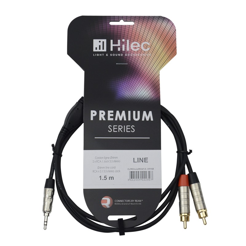 Hilec CLPROmJs2RCA/1.5 - Cordon ligne 4mm Jst 3.5/2xRCA-REAN -1.5m