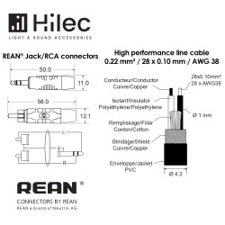 Hilec CLPROmJs2RCA/1.5 - Cordon ligne 4mm Jst 3.5/2xRCA-REAN -1.5m