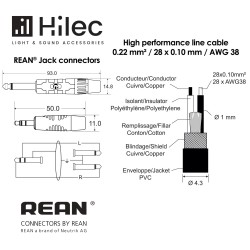 Hilec CLPROmJs2JM/3 - Cordon ligne 4mm J st 3.5/2J mono-REAN - 3m