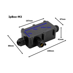Hilec IpBox-M3 - Boîte étanche IP68 Medium 3 voies câble de 4à11mm