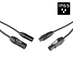 Hilec PCT1-HYBRID-XLR3-1M5 - Câble DMX + Power pour l'extérieur avec c