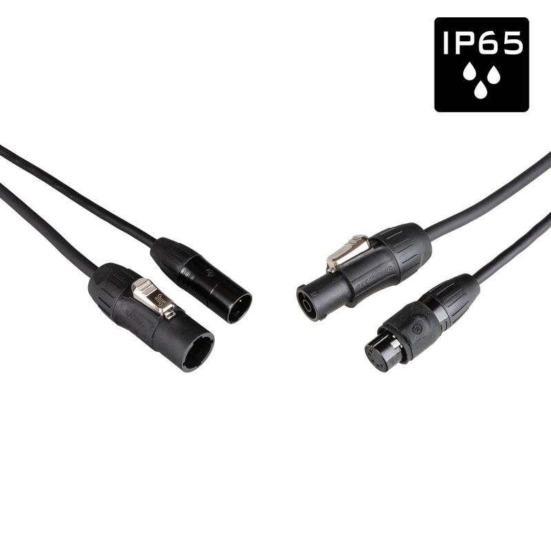 Hilec PCT1-HYBRID-XLR5-1M5 - Câble DMX + Power pour l'extérieur avec c