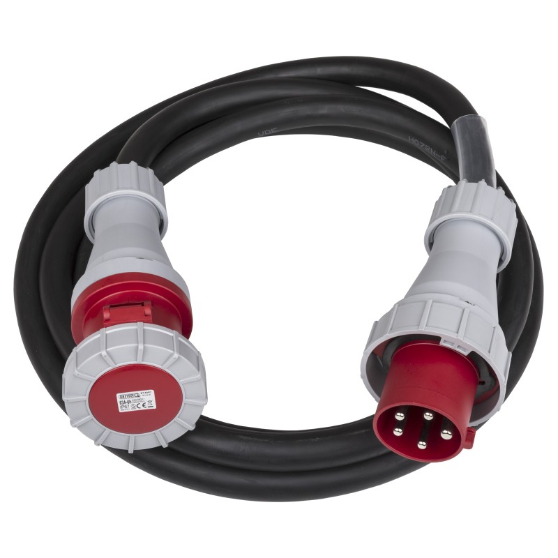 Hilec CEE-CABLE-63A-5G16-5M - Câble de rallonge CEE à 5 pôles, 5G16, l