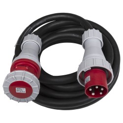 Hilec CEE-CABLE-63A-5G16-10M - Câble de rallonge CEE à 5 pôles, 5G16, 