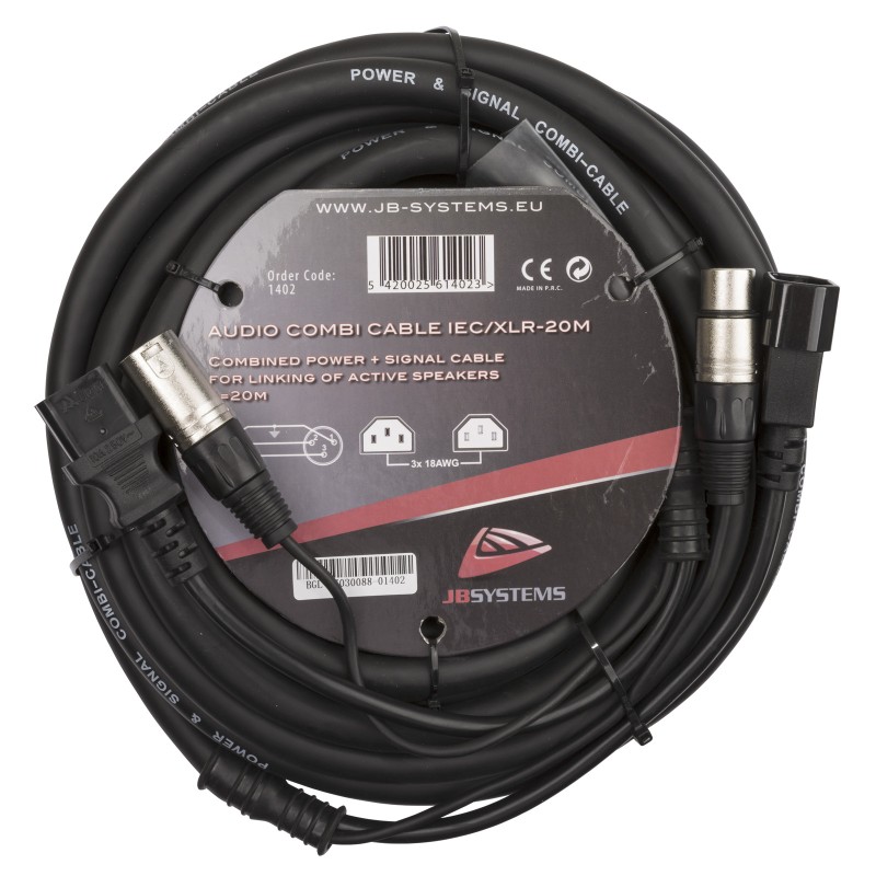 Hilec AUDIO COMBI CABLE IEC/XLR-20M - Combicable with IEC power and 3p