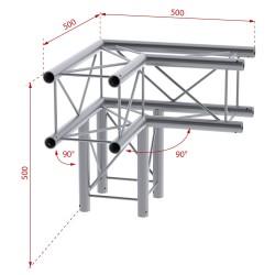 ConteStage DECO22Q-AG02 - Angle alu carré 220mm 3 directions côté 90°