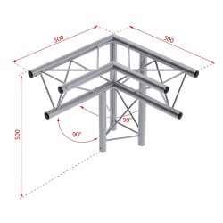 ConteStage DECO22T-AG02 - Angle alu triang 220mm 3 directions droit 90